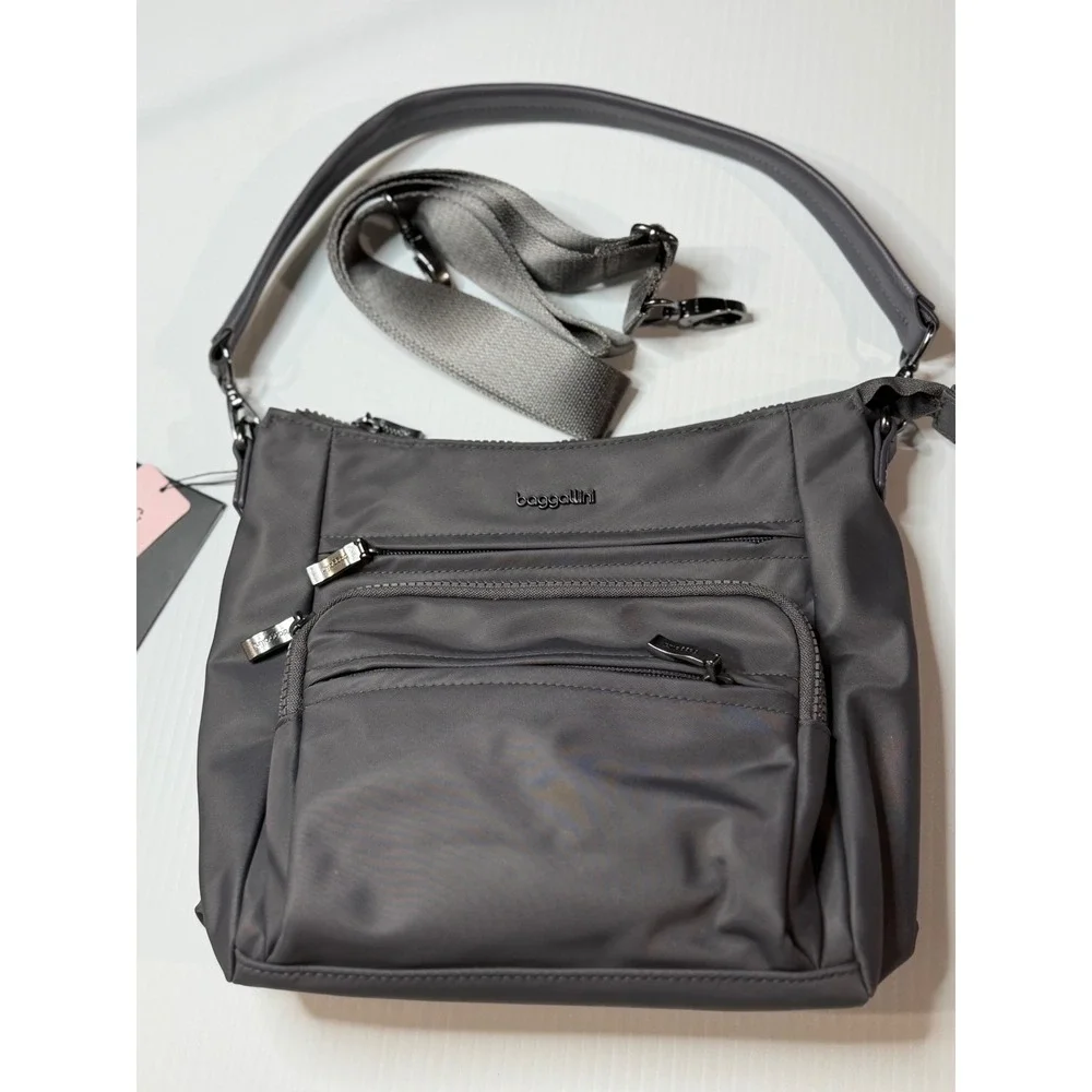 Baggallini Nolita‎ Convertible Crossbody Smoke Grey RFID Travel Bag Comfort